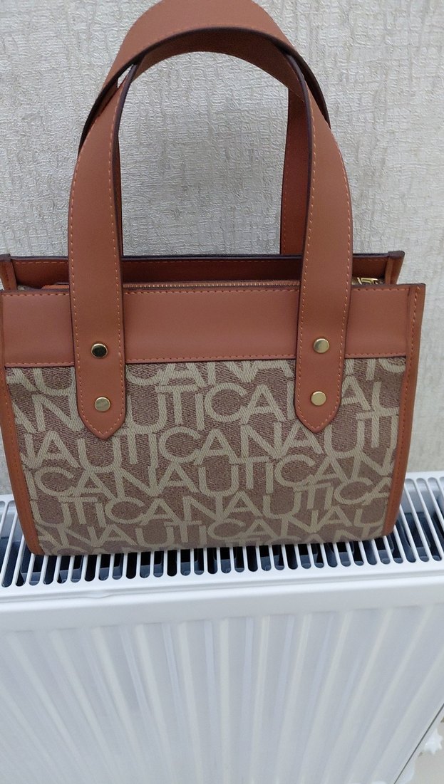 Nautica Baskılı Kahverengi Deri Kadın Çanta - Görsel 5