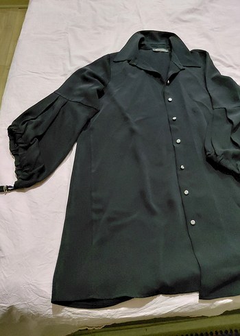 Siyah Uzun Kollu Düğmeli uzun tunik - Görsel 5