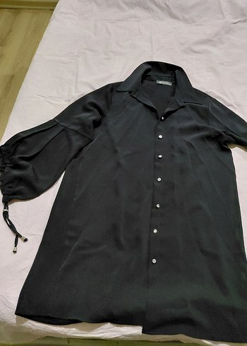 Siyah Uzun Kollu Düğmeli uzun tunik - Görsel 2