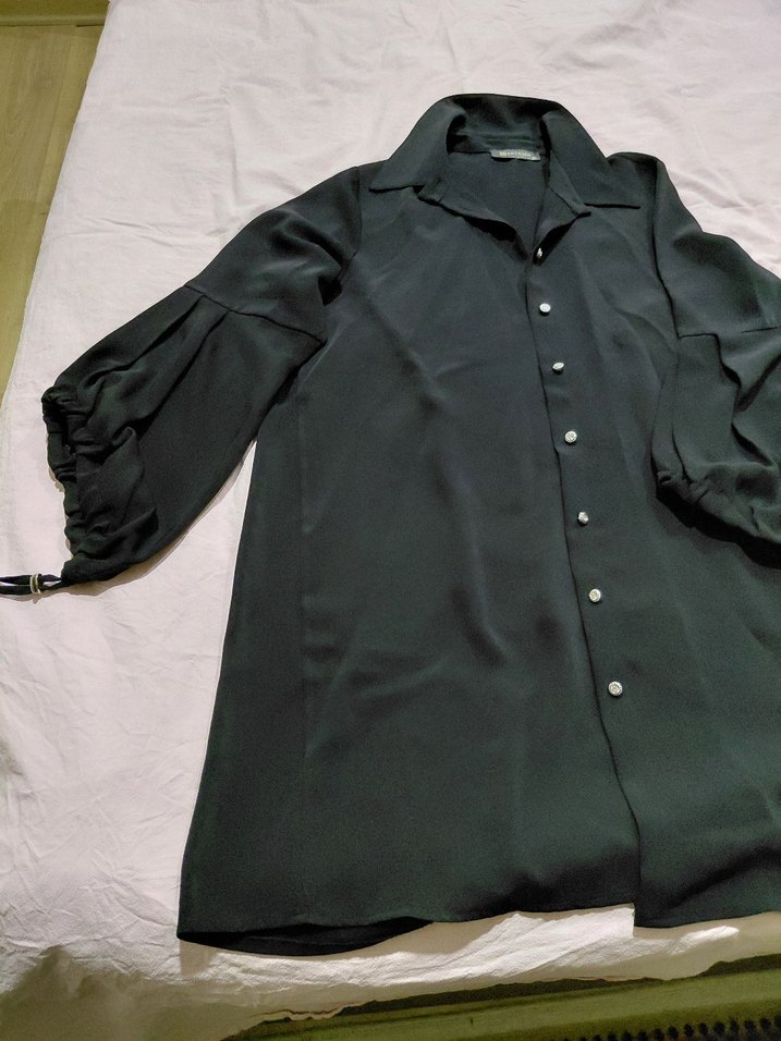 Siyah Uzun Kollu Düğmeli uzun tunik - Görsel 5