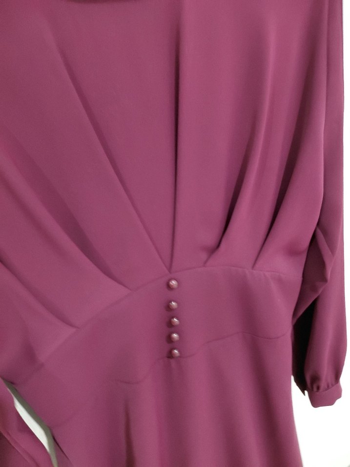 Mor Uzun Kollu Yaka Kadın Elbise - Görsel 3
