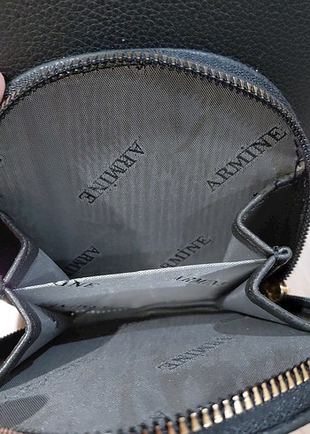 Siyah Deri Fermuarlı  armine Kadın Çanta - Görsel 3