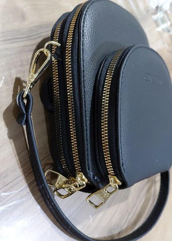 Siyah Deri Fermuarlı  armine Kadın Çanta - Görsel 6