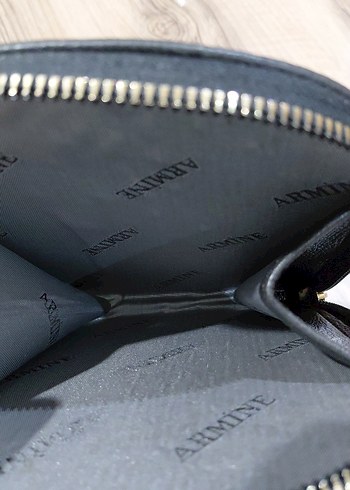 Siyah Deri Fermuarlı  armine Kadın Çanta - Görsel 5