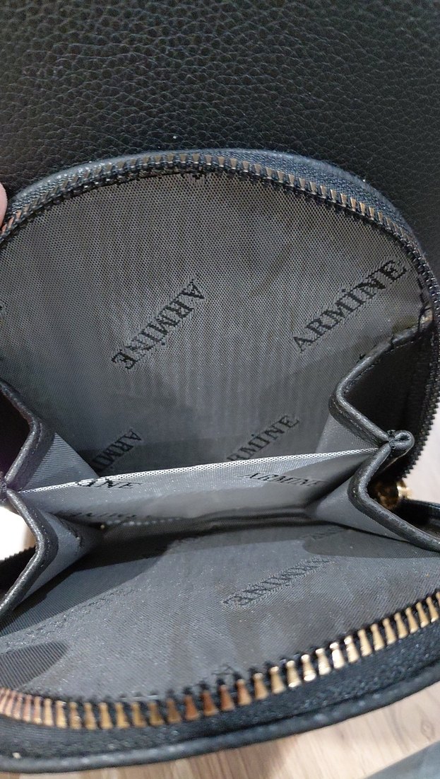 Siyah Deri Fermuarlı  armine Kadın Çanta - Görsel 3