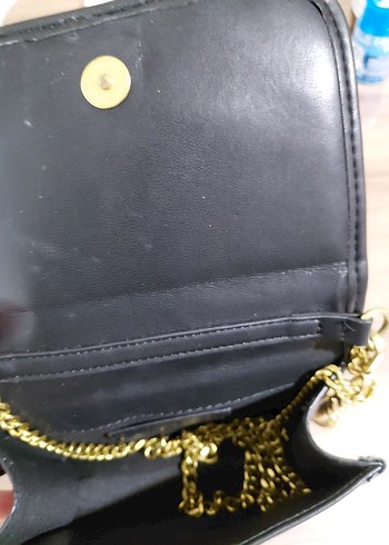 Zincir Detaylı Siyah Deri Kadın Çanta - Görsel 5