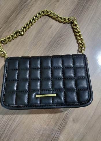 Zincir Detaylı Siyah Deri Kadın Çanta - Görsel 4