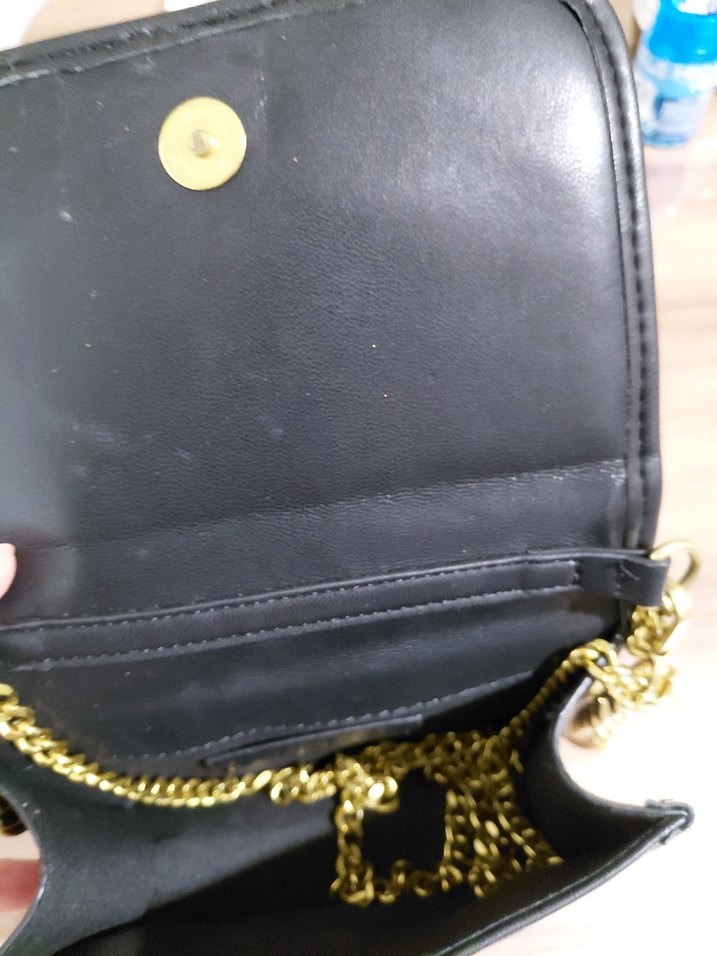 Zincir Detaylı Siyah Deri Kadın Çanta - Görsel 5