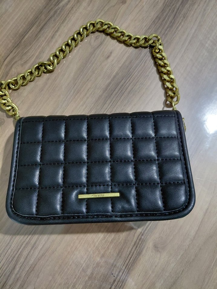 Zincir Detaylı Siyah Deri Kadın Çanta - Görsel 4