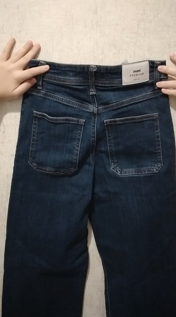 Lacivert Midi Kot Pantolon Kemerli - Görsel 4