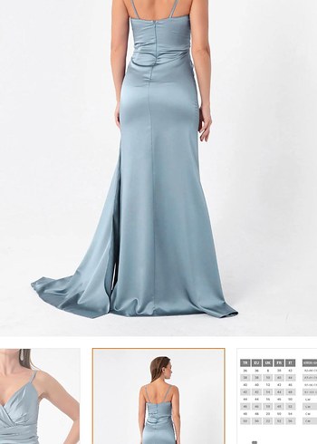 Gri Drapeli V Yaka Uzun Abiye Elbise - Görsel 3