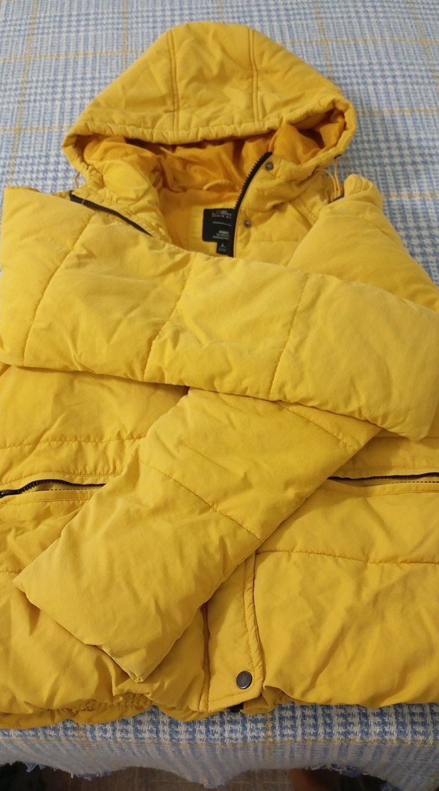 Sarı Kapüşonlu Kadın Kışlık Mont - Görsel 5