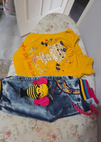 Sarı Baskılı Kız bebek bluz - Görsel 2