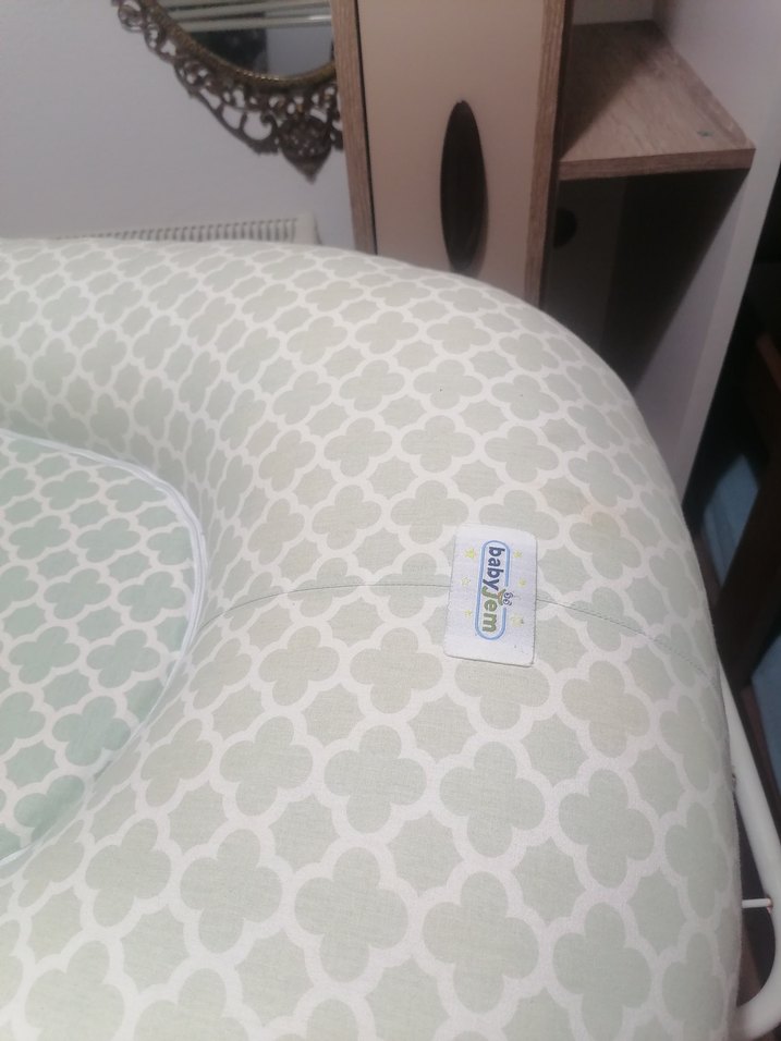 Baskılı Beyaz Pastel Emzirme ve Hamile Yastığı, reflü yatağı - Görsel 3