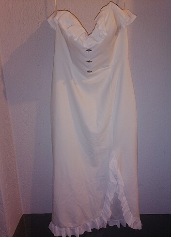 m Beden beyaz Renk trendyolmilla straplez abiye elbise