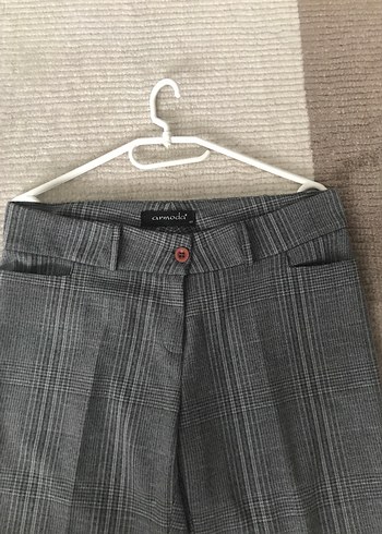 40 Beden Gri Pilili Kadın Kumaş Pantolon