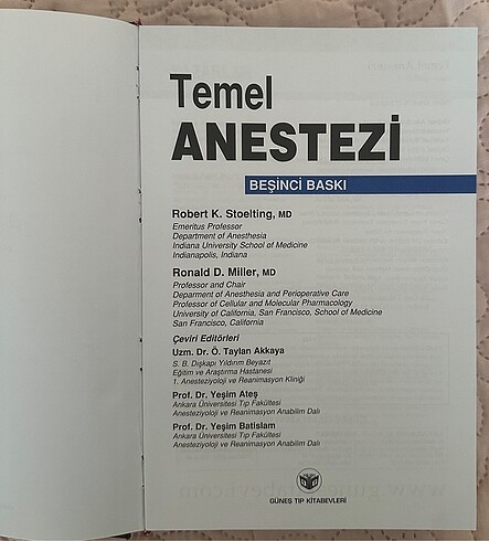  Beden TEMEL ANESTEZİ KİTABI (TIP KİTABI)