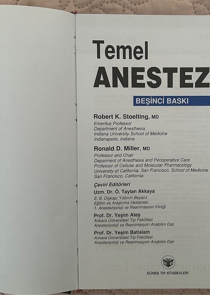 TEMEL ANESTEZİ KİTABI (TIP KİTABI) - Görsel 3