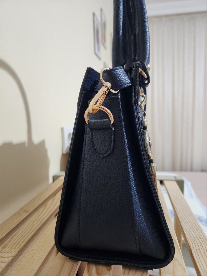 Kadın Lacivert Deri İş Çantası - Görsel 3