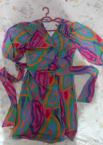 Renkli Tie-Dye Desenli Uzun Kadın Elbisesi - Görsel 2