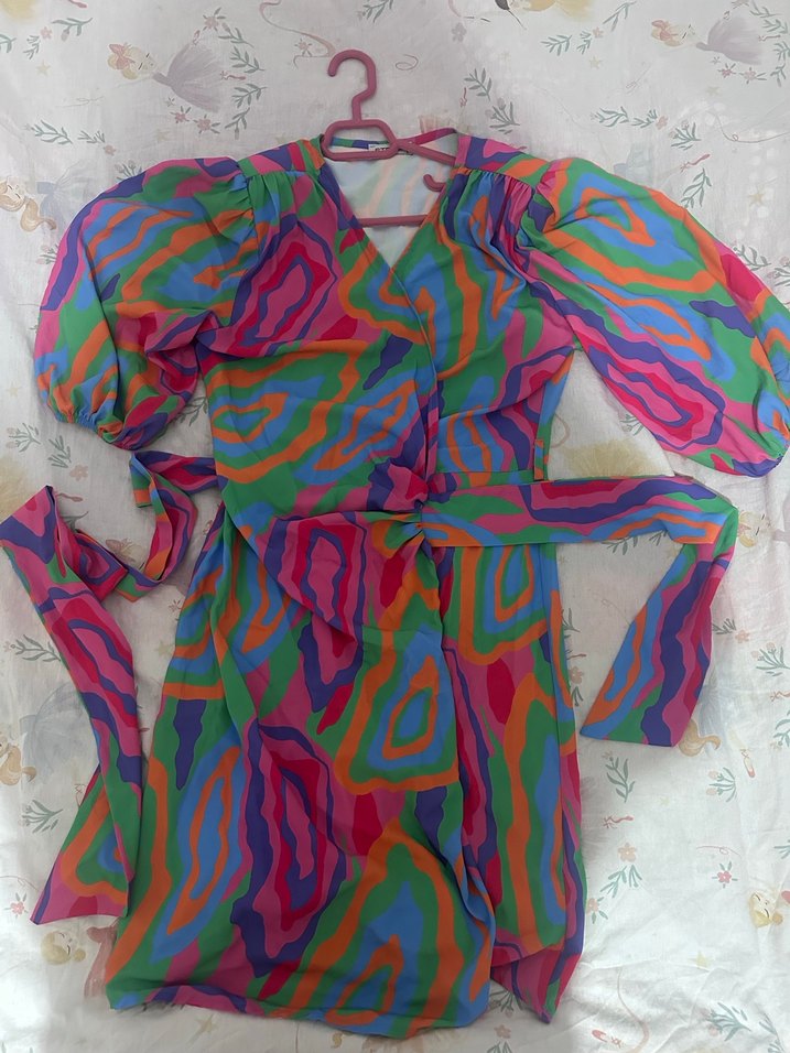 Renkli Tie-Dye Desenli Uzun Kadın Elbisesi - Görsel 2