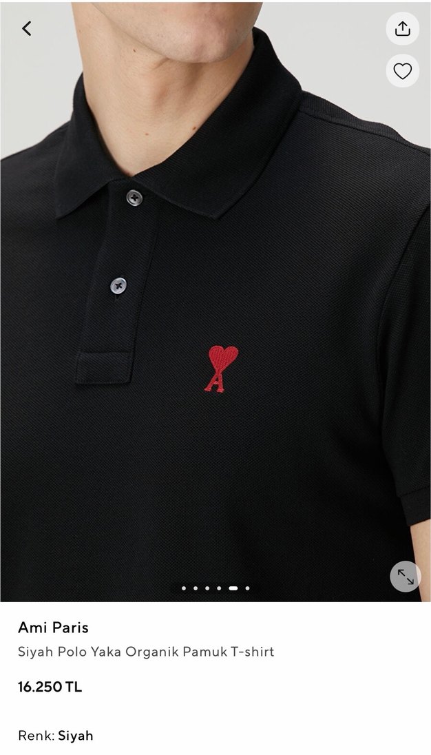 Ami Paris Siyah Regular Fit Kısa Kollu Polo Tişört - Görsel 5