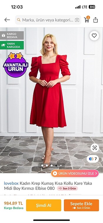 Kırmızı Midi Elbise - Görsel 2