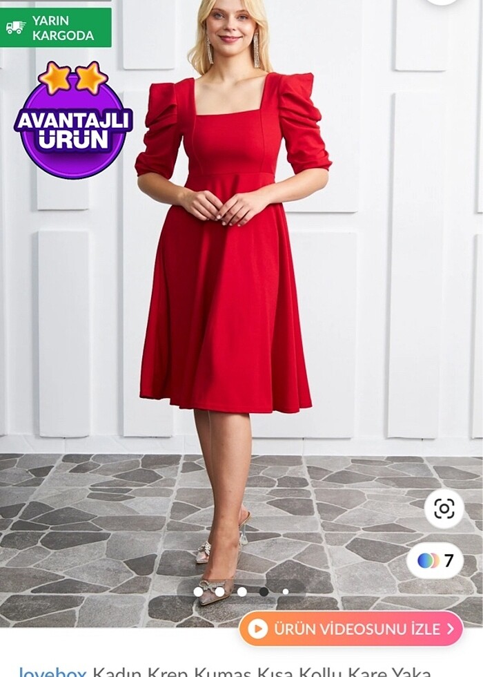 Kırmızı Midi Elbise - Görsel 2