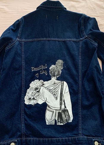 Diğer Lacivert Kadın Midi Boy Denim Ceket