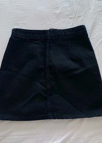 Diğer Düğmeli Siyah Denim Mini Etek