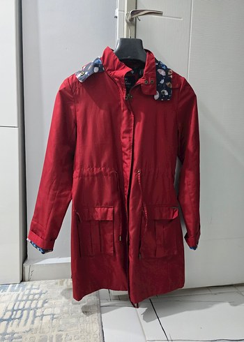 Kırmızı Midi Boy Kadın Yağmurluk - Görsel 4