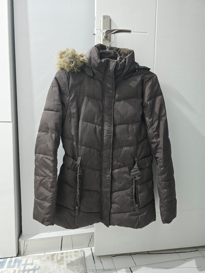 Kadın Kahverengi Kürklü Kışlık Mont - Görsel 3