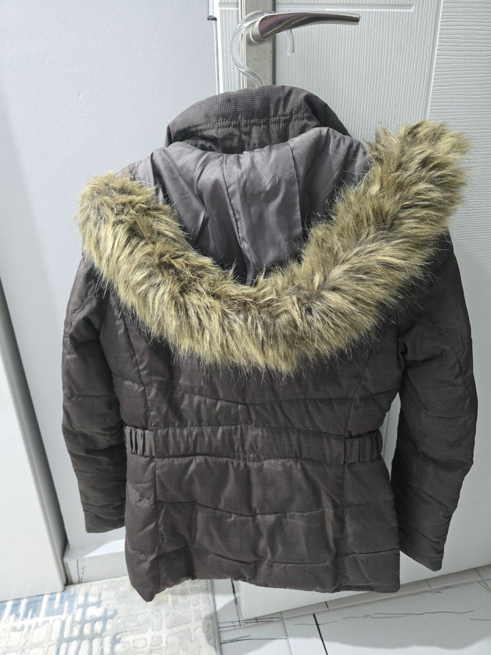 Kadın Kahverengi Kürklü Kışlık Mont - Görsel 2