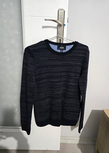 Mavi Gri Desenli Erkek Triko Kazak - Görsel 2