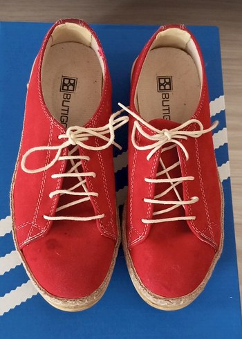 Kırmızı Süet Bayan Ayakkabı - Görsel 7