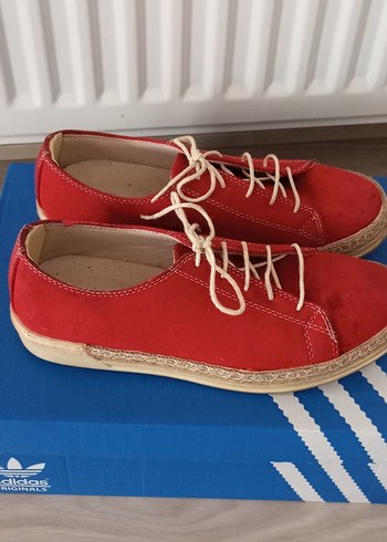 Kırmızı Süet Bayan Ayakkabı - Görsel 8