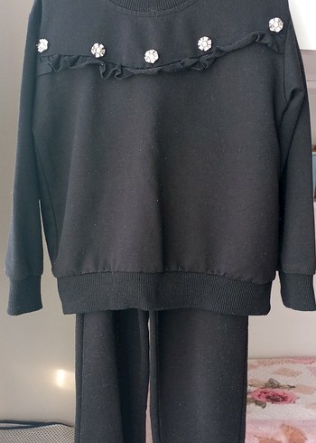 Siyah Fırfırlı Çocuk Eşofman Takımı - Görsel 2