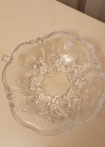 Vintage Çiçek Desenli Beyaz Şekerlik&Tabak - Görsel 3