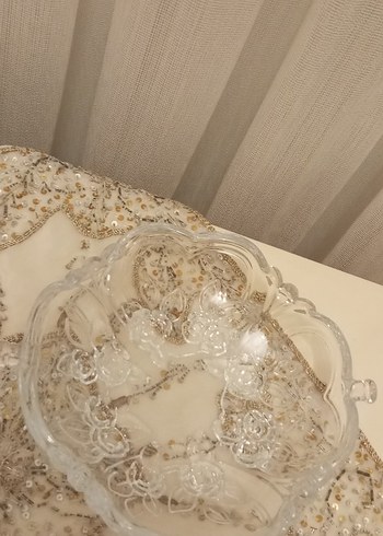 Vintage Çiçek Desenli Beyaz Şekerlik&Tabak - Görsel 2