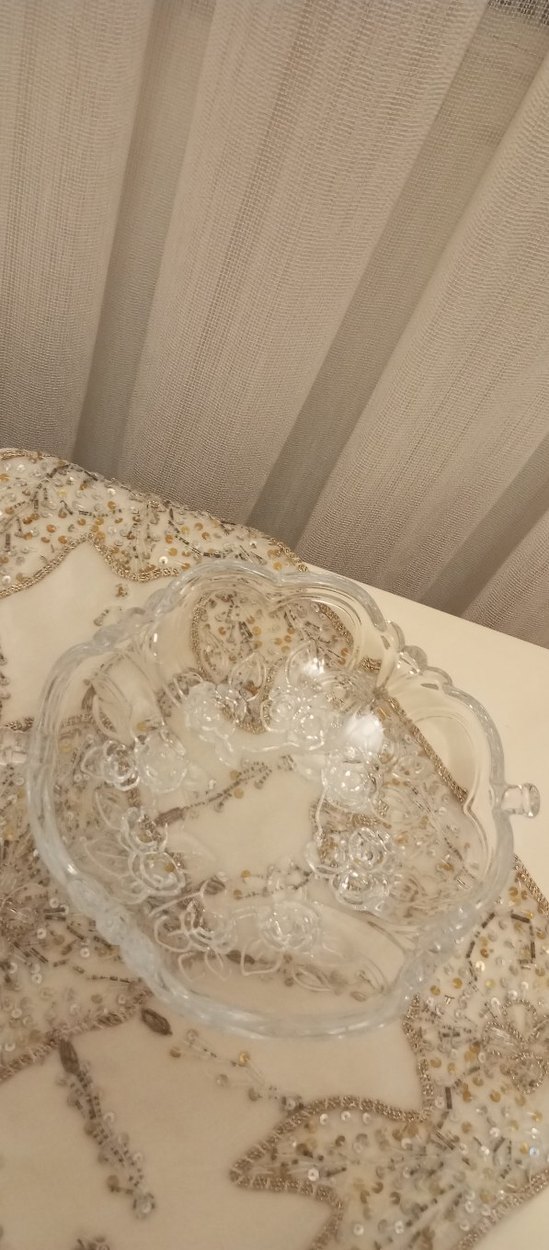 Vintage Çiçek Desenli Beyaz Şekerlik&Tabak - Görsel 2