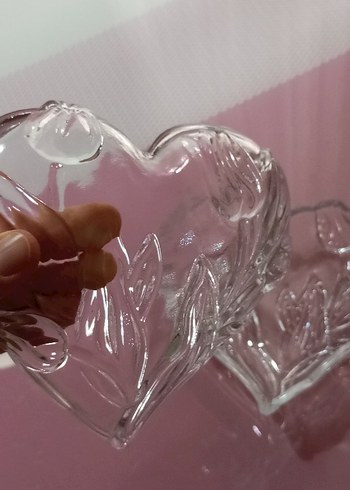 Vintage  Çiçek Desenli Kalp Tabak - Görsel 5