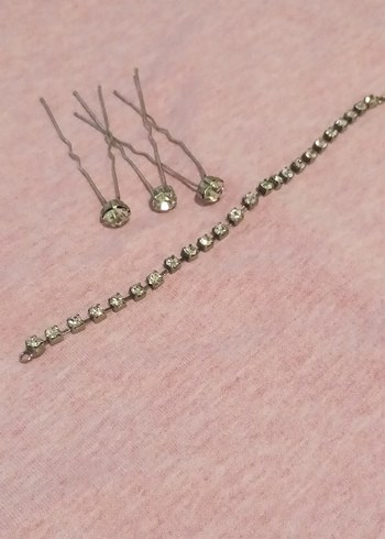 Bej Metal Vintage Saç Tokaları ve Bileklik - Görsel 4