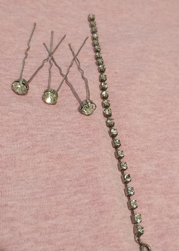 Bej Metal Vintage Saç Tokaları ve Bileklik - Görsel 3