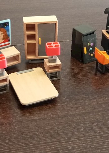 Küçük Ahşap Mini Ev Mobilya Seti