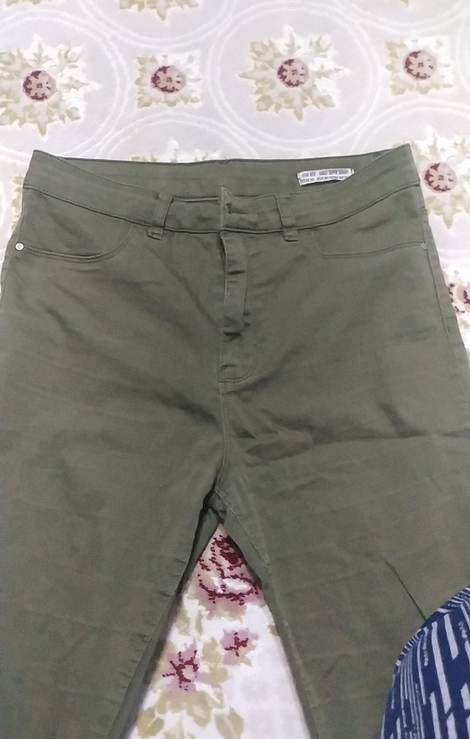 Kadın yeşil Midi Pamuklu Pantolon - Görsel 3