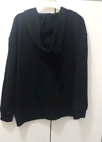 Kadın Siyah Kapüşonlu Bağcıklı Sweatshirt - Görsel 7