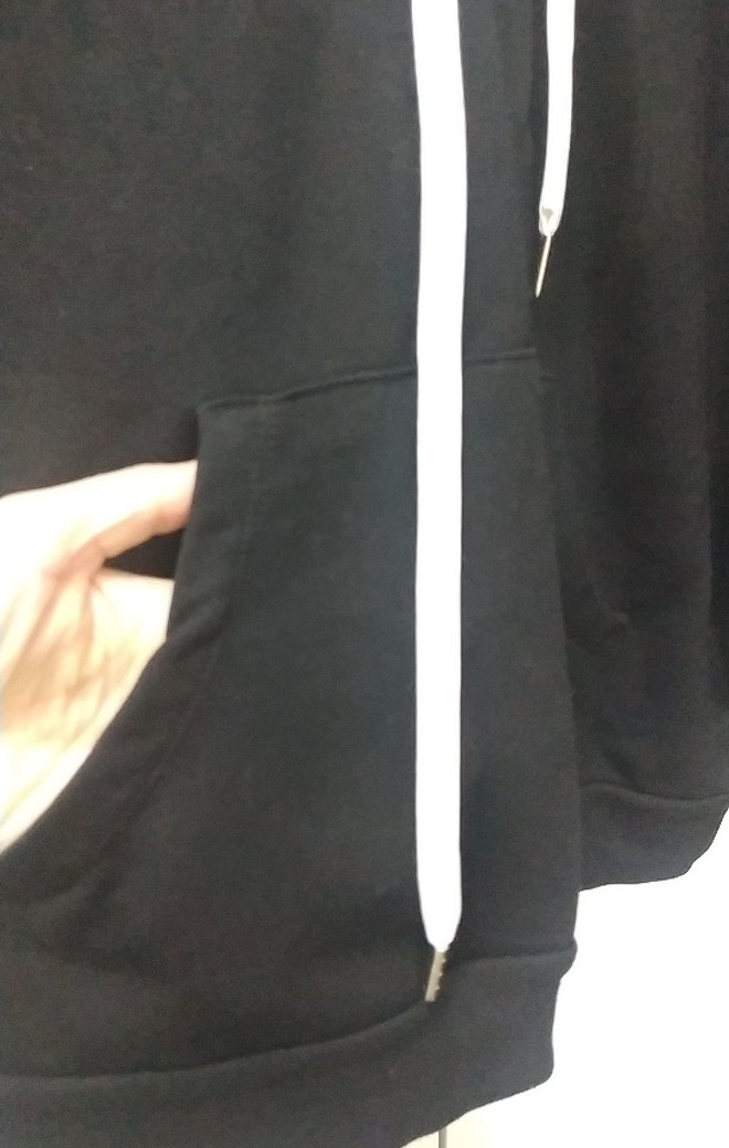 Kadın Siyah Kapüşonlu Bağcıklı Sweatshirt - Görsel 3