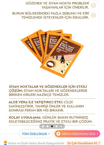 Beden Renk Mjcare Siyah Nokta ve Gözenek Burun Bandı 10'lu Paket
