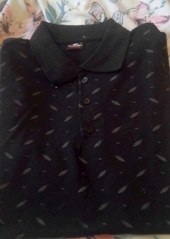 Siyah Desenli kısa Kollu Polo Tişört - Görsel 3