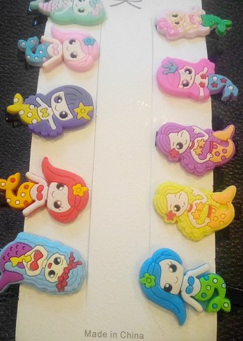 Renkli Deniz Kızı Desenli Boncuklu Çocuk Toka Seti - Görsel 2